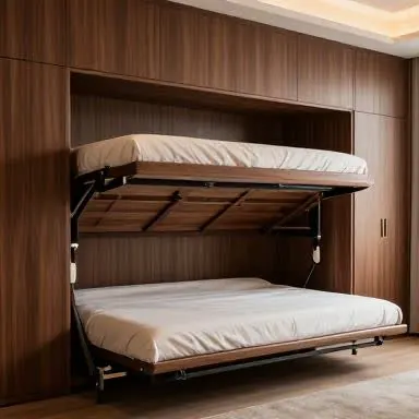 تخت تاشو دوطبقه چوبی برای اتاق کوچک